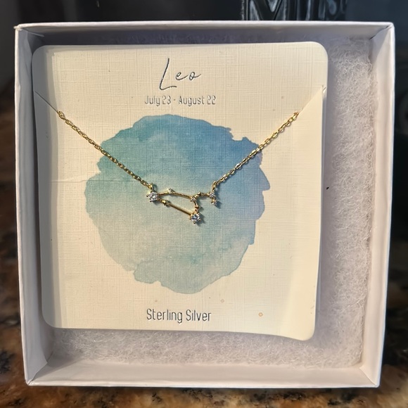 NIB Sterling Silver Gold Leo Constellation Necklace - Picture 1 of 5
